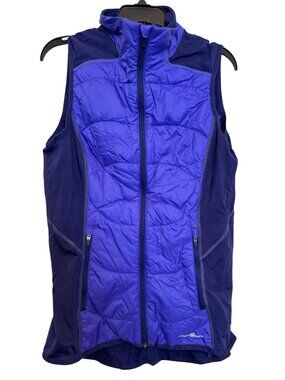 Eddie Bauer Womens S Purple Insulated Vest Lightweight Stretch Panels Full Zip P